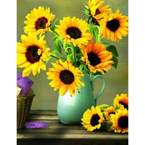 5D DIY Diamond Painting Flower Picture Sunflower Picture Square/Round Diamond Cross Stitch Embroidery Decoration Artwork WG2952