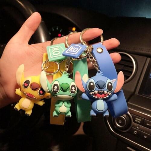 Disney Cute Stitch Keychains Cartoon Boy Girl Cat Key Ring Women Bag Key Chains New Key Accessories PVC KT Doll