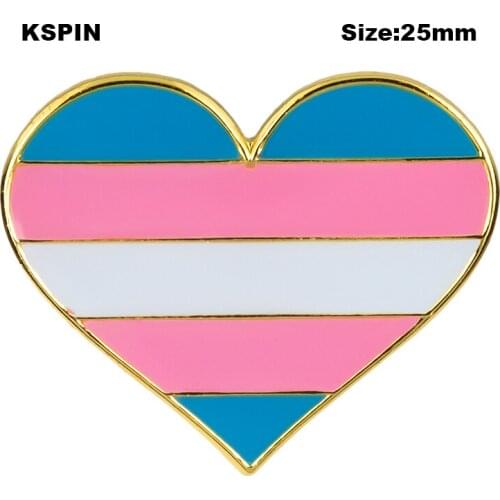 Transgender pride heart shaped Badge Symbol Pin Metal Badges Decorative Brooch Pins for Clothes Brooch Jewelry XY0635