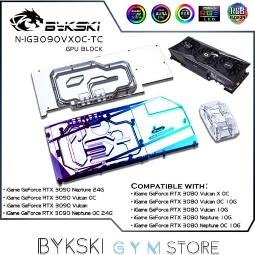 Bykski GPU Active Backplate Block For iGame RTX 3080/3090 Vulcan/Neptune X OC, Memory(VRAM) Double VGA Cooler N-IG3090VXOC-TC