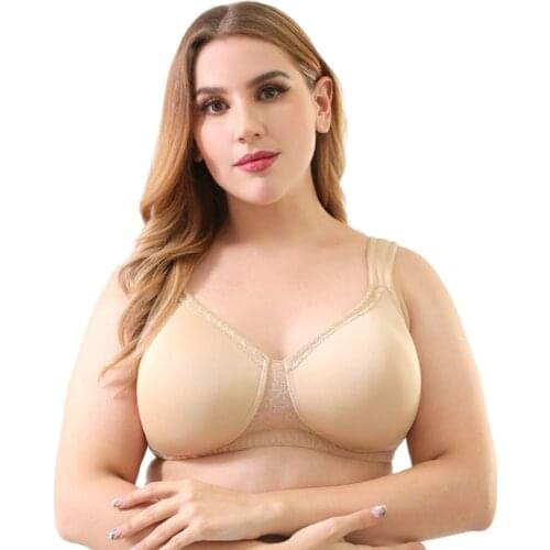 Melansheng Full Coverage Comfort Bliss Lightly Lined No-Wire Plus Size Bra With Wide Padded Lace Straps Big Size Bra 85E 38DD F
