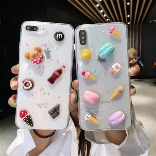 Cute 3D Ice Cream Case For iphone 12 11 Pro Max XR XS Max 6 6S 7 8 Plus X SE 2020 Clear Macarons Cake Soft Silicone Back Cover