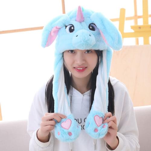 Kids Plush Toy Birthday Gift Hat for Girls Airbag Cute Funny Cap Stitch Bunny Creative Moving Ear Jumping Hats Cartoon Caps