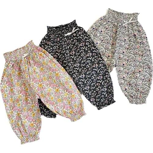 Children Anti-mosquito Pants Kids Girls Clothes Sweatpants Floral Baby Girls Lantern Colorful Toddler Print Clothing Baggy Pant