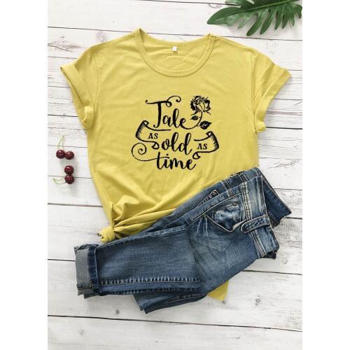 Tale as old as time Graphic T-Shirt Funny Hipster 100% Cotton Grunge Clothing Tee Flower Fall Summer Aesthetic Tops art Outfits