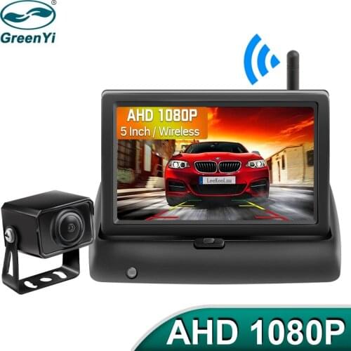 GreenYi Wireless 5" 1080P Folding Foldable IPS Monitor Car Reverse Rear View Camera Driving Kit with Stable Digital Signal