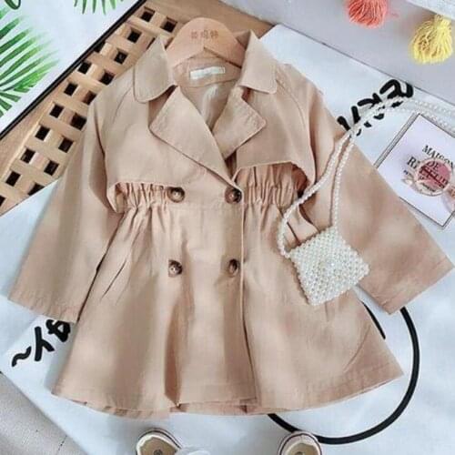 England Style Spring Autumn Cotton Girl Toddler Trench kids Windbreaker Fashion Little Girl Double Breasted