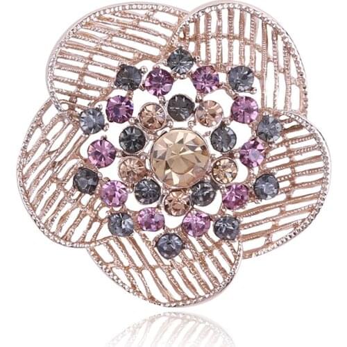 Korean Fashion New Brooch Rhinestone Flower Stamen Flower Crystal Brooch Cardigan Sweater Style Clothes Accessories Brooch