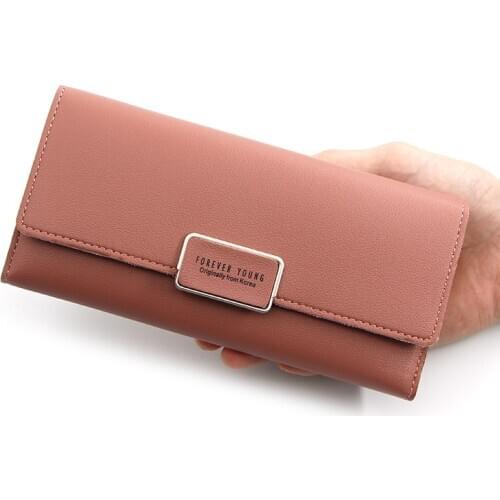 Korean version of the womens wallet holding bag long 30% multi-fold multi-purpose wallet buckle multi-card bit change card bag