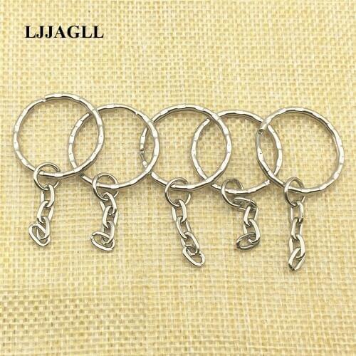 10pcs/lot Rhodium Color Round Split Metal Key Rings Key Chains Link Long 26*50MM Keychains Vintage Keyrings Wholesale AYSQ136