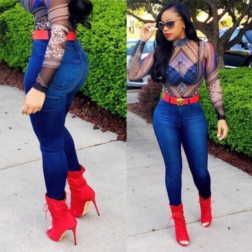 Hot-selling Blue Jeans Classic High-heavy Tight Ladies Trousers Fashion Casual Young Women Streetwear