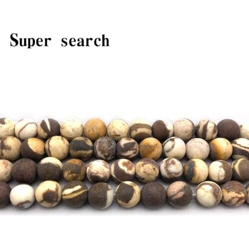 Natural Stone Frosted Australia Zebra Jaspers Round loose Beads 15" Strand 4 6 8 10 12MM Pick Size For Jewelry Making Bracelet