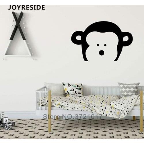 JOYRESIDE Monkey Silhouette Cute Head Wall Decals Home Children Room Play Wall Decor Little Monkey Animal Wall Stickers WM345