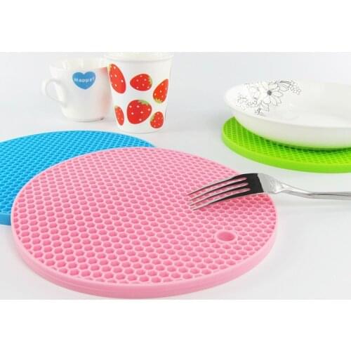 Multifunctional Round Alveolate Non-slip Heat Resistant Mat Coaster Cushion Place Mat Pot Holder Table Silicone Pad