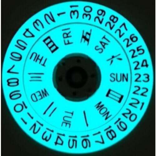Modified Calendar/week Dial NH35/36 Full Luminous Calendar/week Dial 18mm