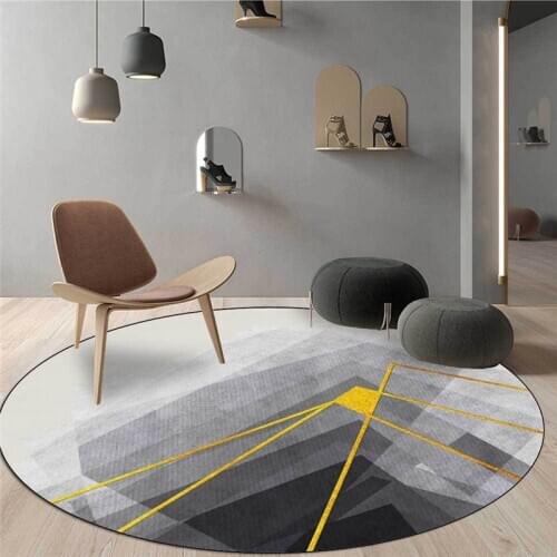 Fashion Modern Round Carpet Grey Gold Linen Soft Living Room Bedroom Bedside Chair Rugs Non-slip Bath Mats tapetes tapis Custom