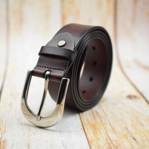 WESTERN AUSPICIOUS Men Belt Genuine Leather Belt Male Stainless Steel Pin Buckle Man Strap Cinturon Hombre Belts Cummerbunds