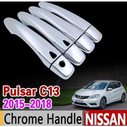 For Nissan Pulsar C13 Luxurious Chrome Door Handle Cover Trim Set Tiida 2015 2016 2017 2018 Car Accessories Stickers Car Styling