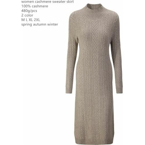 Naizaiga 100% cashmere turtleneck solid black Long skirt pullover long sleeve knitted girl slim sweater , MPSM3029