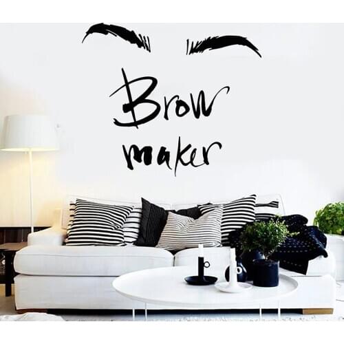 Brow Maker Wall Decal Makeup Eyebrows Master Beauty Salon Interior Decor Vinyl Window Stickers Art Words Lettering Mural C055
