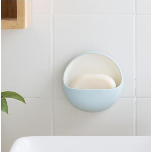 Wall-Mount Soap Holder Draining Soap Dishes Adhesive Detachable Bathroom Creative Removal Round Container