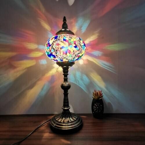 National style table lamp, living room, bedroom, Western food bar, bar, retro romantic glass, Turkish table lamp