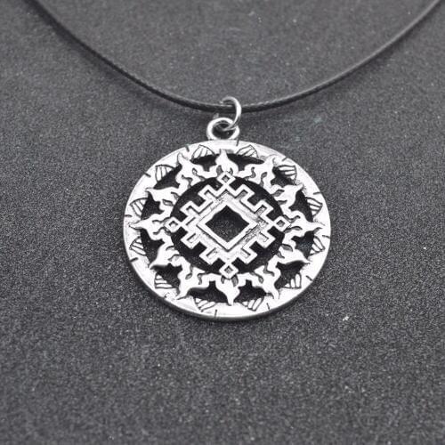 Nostalgia Slavic Pendant Wheel Symbol Amulet Charms Necklaces Tibetan Jewelry