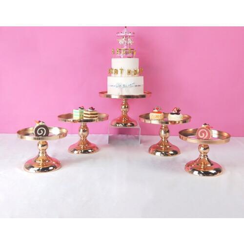 New arrive Gold Crystal cake stand set Electroplating gold mirror face fondant cupcake sweet table candy bar table decorating