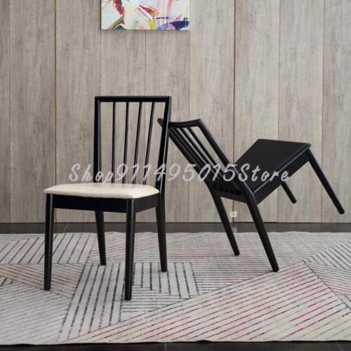 Solid Wood Dining Chair All Solid Wood Chinese Style Black Simple Backrest Ash Wood Restaurant Art Nordic Creative Chair