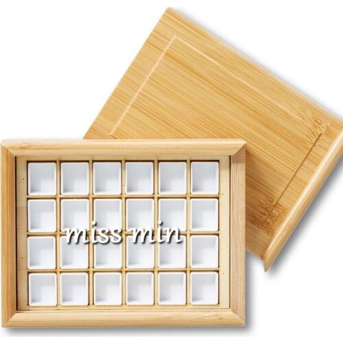 Solid Watercolor Palette 24/36 Colors Handmade Paint Bamboo Wooden Box Empty Boxes Pull-Out Paint Storage Verf Doos Tray Box