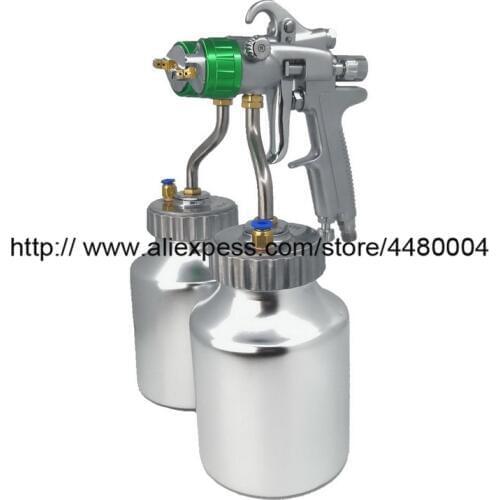 Newest HVLP Polyurethane spray gun 1.3mm Pressure Feed Spray Gun, Nano Chrome Paint Sprayer, Dual Head Pneumatic tools