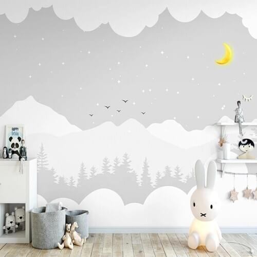 Custom 3D Wallpaper Abstract Hand Painted Woods Moonlight Decorative Painting Mural Childrens Room Background Wall Papers 3 D