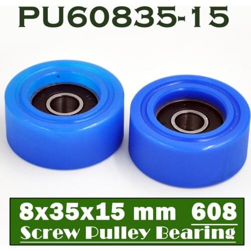 PU 608 Polyurethane Covered Bearing 8*35*15 mm ( 2 Pcs ) Shaft 8mm PU60835-15 Urethane Cover PU608 Bearings