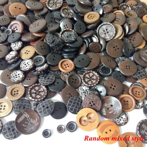 50pcs 10mm-30mm Assorted mixed wood buttons random shank sewing button for craft scrapbooking accessories