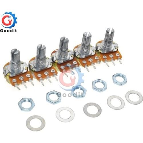 Potentiometer Resistor 1K 10K 20K 50K 100K 500K Ohm 3 Pin Linear Taper Rotary Potentiometer for Arduino 5 PCS/Lot