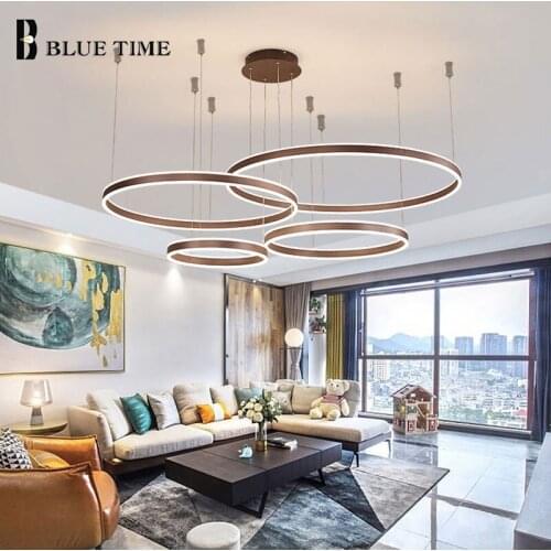 Modern LED Chandelier for Living Room Bedroom Dining Room Kitchen Circle Rings Home Ceiling Chandelier Lighting Lamparas Decor
