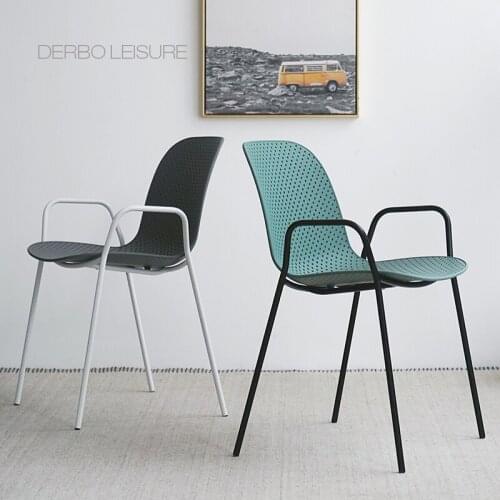 Modern Classic Nordic new Design Loft Metal Plastic Steel Leg Fashion Soft Color High quality Dining Room Side Arm Chair 1PC