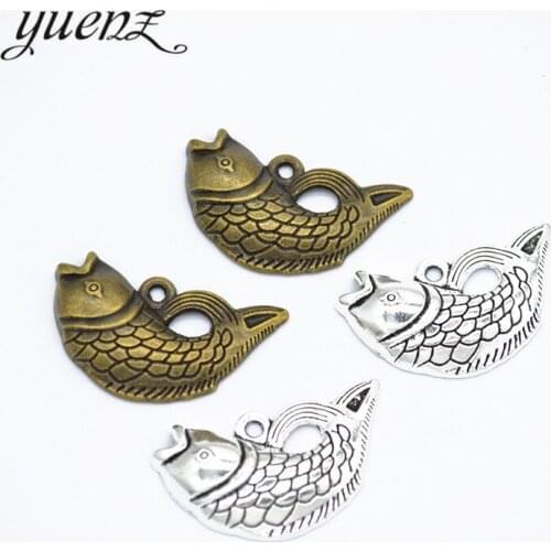 YuenZ 10pcs Charms Fish antique metal pendants for jewelry making 30*17mm D789