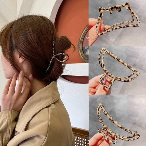 New Women Elegant Vintage Print Leopard Geometric Hollow Hair Claws Headband Back Hair Holder Hairpins Fashion Hair Accessories