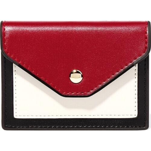 British Style Womens Money Bag Korean Splicing Buckle Multi-functional Mini Wallet Color Matching PU Leather Wallet