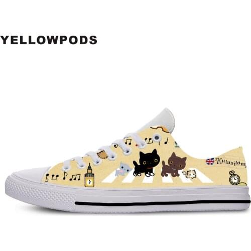 Womens Classic Canvas Shoes Piano With Music Note BrandFlats Lovely Cat Prints Comfortable Custom Logo Image Printing Shoes