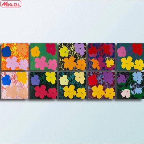 Andy Warhol 10pcs flowers Wall Art Oil Painting Prints Painting On Canvas No Frame Pictures For Living Room GIFT Landscape