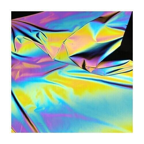 130cm*90cm Highlight colorful reflective cloth Rainbow luminous reflective Windbreaker fabric fashion holographic later cloth