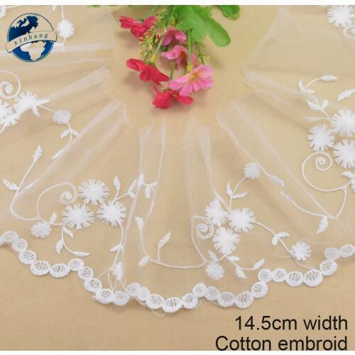 14.5cm wide wave white cotton embroidery lace french lace ribbon fabric guipure diy trims warp knitting sewing Accessories#4118