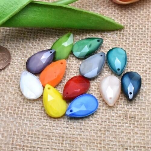 18x13mm Pendant Teardrop Beads Faceted Crystal Glass Beads Solid Color Porcelain Glass Beads For Jewelry Making DIY Necklace