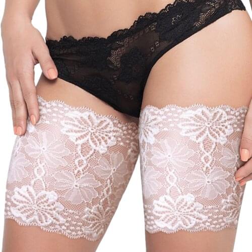 Summer Inner Thigh Bands Sexy Lace Anti Chafing Thigh Band Elastic Non Slip Women Lace Anti Friction Leg Warmers Strips 2Pcs