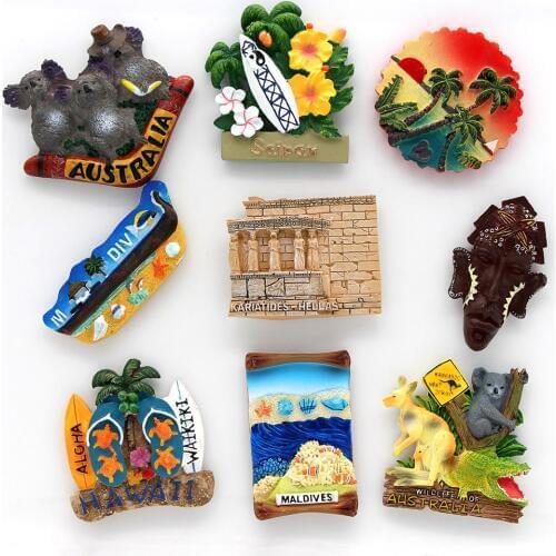 3D fridge magnet Australia kangaroo koala refrigerator paste magnetic refrigerator paste African Greek temple in Maldives Saipan