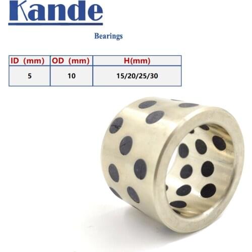 4Pcs JDB JDB051015 5X10X15 5X10X20 5X10X25 5X1X30 linear graphite copper set bearing copper bushing oil self-lubricating bearing