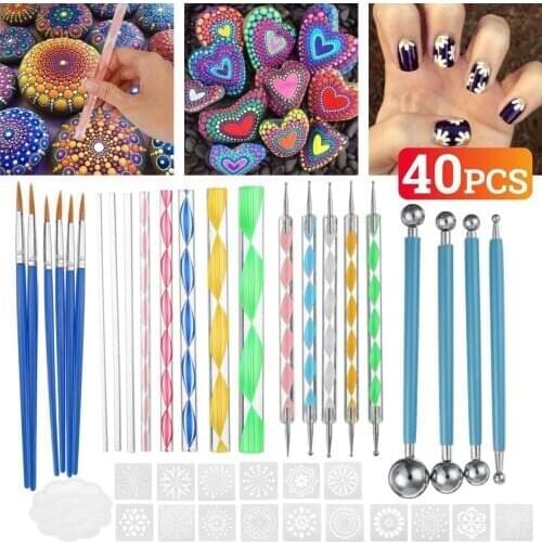 40PCS DIY Dotting Rods s Pens Mandala Painting Dotting Tools Wood Rocks Art Craft Drawing Nail Art Craft Decoration Handwork