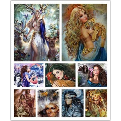 5d Diy People and animals full square Diamond Paintings 3d Diamond Pattern Picture Needlework Religious Mosaic decor stickers